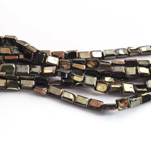 1 Strand Black Spinel Golden Coated  Faceted Chicklet / Rectangle Briolettes -5mm-6mm  8 Inches BR415 - Tucson Beads