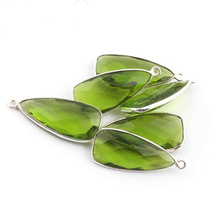6 Pcs Peridot Faceted Dagger Shape 925 Silver Plated Pendant 31mmx13mm  PC227 - Tucson Beads