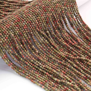 5 Strands Unakite Gemstone Balls ,Faceted Ball beads Long- Faceted Gemstone Beads RB502 - Tucson Beads