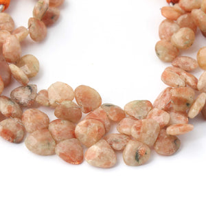 1 Strand Peach Moonstone Faceted Briolettes - Heart Gemstone Beads  9mm-12mm 8 Inches BR1283 - Tucson Beads