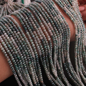 1 Strand Green Silverite Faceted Gemstone Balls Beads - Silverite Faceted Round Ball Bead 3mm 13 Inch RB0479 - Tucson Beads