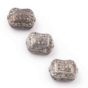 1 PC Pave Diamond Antique Finish Rectangle Beads 925 Sterling Silver - 11mmx9mm PDC1193 - Tucson Beads