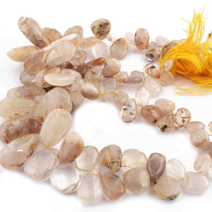 1  Long Strand  Golden Rutile Smooth Briolettes -Pear Shape  Briolettes 9mmx9mm-23mmx14mm 9 Inches BR2644 - Tucson Beads