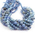 1 Strand  Natural Blue Chalcedony Silver Coated Smooth Rondelles Beads  6mm-8mm 8 Inches  BR3611