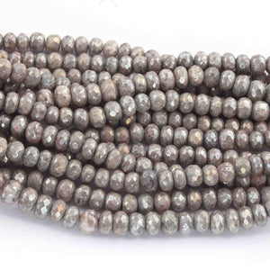 1  Strand Grey Moonstone Silver Coated Faceted Rondelles - Gray Moonstone  7mm-10mm 7.5 Inches BR2636 - Tucson Beads