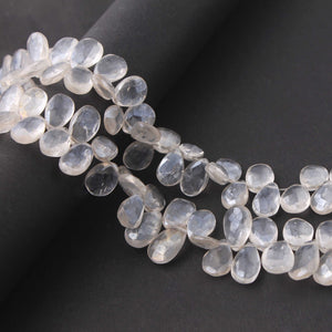 1 Long Strand White Silverite Faceted Briolettes - Pear Shape Briolettes -12mmx8mm-16mmx9mm 8 Inches BR1281 - Tucson Beads