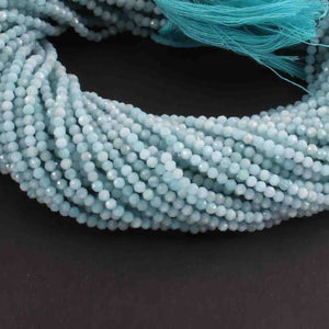 5 Long Strand Aquamarine Faceted Rondelles - Gemstone Round Balls Beads  2mm-12.5 Inches RB489 - Tucson Beads