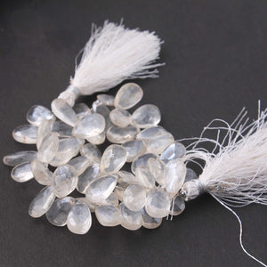 1 Long Strand White Silverite Faceted Briolettes - Pear Shape Briolettes -12mmx8mm-16mmx9mm 8 Inches BR1281 - Tucson Beads