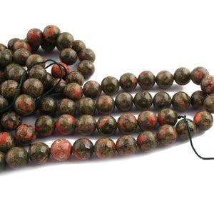 1 Long Strand Unakite Smooth Round Balls - Smooth Balls Beads - 10mm 16 Inches BR3348 - Tucson Beads