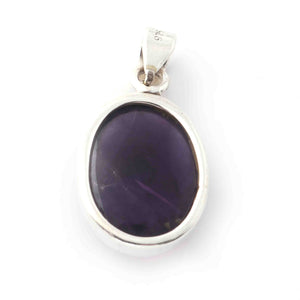 1 Pc Genuine and Amethyst Oval Pendant - 925 Sterling Silver - Gemstone Pendant 26mm-16mm SJ015 - Tucson Beads