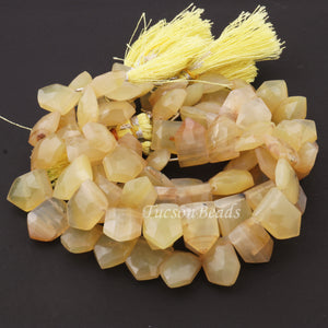 1 Strand Yellow Opal Faceted Briolettes - Hexagon Shape Briolettes  17mmx13mm-16mmx11mm - 9 Inches BR4089 - Tucson Beads
