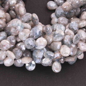 1  Strand Gray Silverite  Faceted Pear Drop Briolettes  -  Silverite  Briolettes 8mm-11mm 8 Inches long BR3624 - Tucson Beads