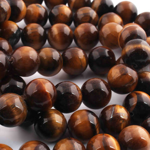 1  Strand Tiger Eye Smooth Ball Beads  -Round Shape Beads  12mm  15.5 Inches BR3300 - Tucson Beads