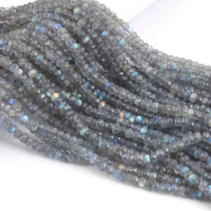 1  Strand Labradorite Faceted Rondelles- Round Roundels Beads - 5mm-6mm - 10 Inches BR2152 - Tucson Beads