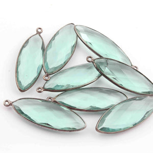 8 Pcs Apatite Faceted Marquise Shape Oxidized Silver Plated Pendant 39mmx13mm  PC246 - Tucson Beads
