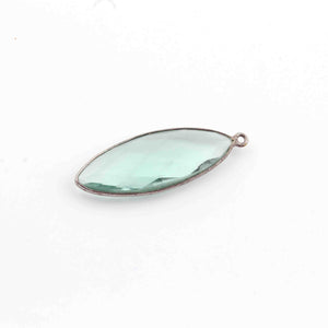 8 Pcs Apatite Faceted Marquise Shape Oxidized Silver Plated Pendant 39mmx13mm  PC246 - Tucson Beads