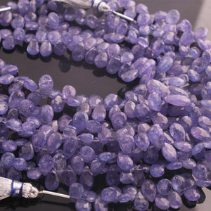 1 Strand Amazing Quality Tanzanite Faceted Briolettes - Pear Shape Natural Gemstone Briolettes -6mmx4mm-8mmx5mm - 9-Inches BR03047 - Tucson Beads