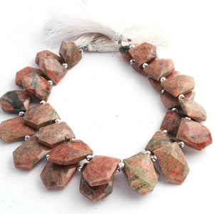 1 Strand Natural Unakite Faceted Pentagon Shape Briolettes - Jewelry Making Supplies - 13mmx16mm-14mmx20mm 9 Inch BR606 - Tucson Beads