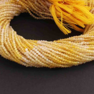 5 Strands Shaded Yellow Chalcedony Faceted balls-Small  Balls Beads , Gemstone Beads - 2mm- 13 inches RB503 - Tucson Beads