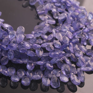 1 Strand Amazing Quality Tanzanite Faceted Briolettes - Pear Shape Natural Gemstone Briolettes -5mmx3mm-8mmx4mm - 9-Inches BR03044 - Tucson Beads