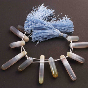 1  Long Strand Natural Chalacdony Smooth Briolettes -Cube Shape Briolettes - 52mmx7mm-27mmx7mm- 8 Inches BR01668 - Tucson Beads