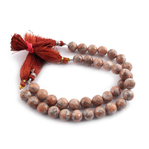 1 Long Strand Peach Moon Stone Faceted Round Bolls -  Faceted Bolls Beads - 10mm 8 Inches BR1625 - Tucson Beads