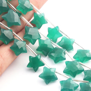 1 Strand Green Onyx Star Faceted , Briolette Beads -Gemstone Briolettes 13mm-17mm- 8 Inches BR02775 - Tucson Beads