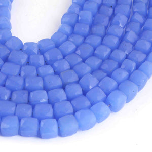 1  Strand  Blue Chalcedony Faceted Briolettes -Cube Shape  Briolettes- 5mm- 9 Inches BR2680 - Tucson Beads