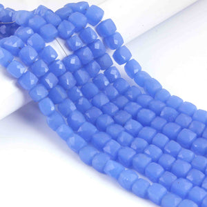 1  Strand  Blue Chalcedony Faceted Briolettes -Cube Shape  Briolettes- 5mm- 9 Inches BR2680 - Tucson Beads