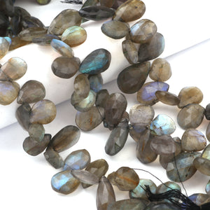 1 Long  Strand Labradorite  Faceted Briolettes -Pear Shape Briolettes - 16mmx11mm-24mmx12mm - 10 inch BR0439 - Tucson Beads