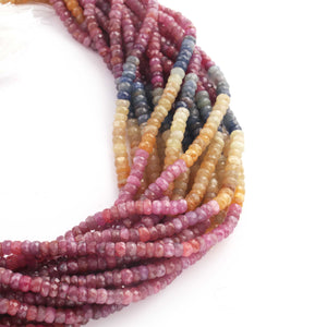 1 Strand Beautiful  Multi Sapphire Faceted Rondelles - Gemstone Roundelle Beads -4mm-17 Inches- BR03054 - Tucson Beads