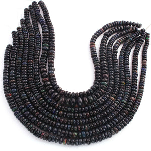 AAA Top Quality 1 Long Strand Black Ethiopian Welo Opal Faceted Rondelles - Ethiopian Roundelles Beads 7mm-11mm 14 Inches BR03057 - Tucson Beads