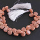 1  Strand Peach Moonstone Smooth Briolettes  -Heart Shape Briolettes   11mmx10mm-15mmx13mm- 7 Inches BR813 - Tucson Beads