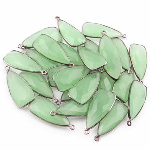 10 Pcs Aqua Chalcedony Faceted Dagger Shape Oxidized Silver Plated Pendant   31mmx13mm  PC168 - Tucson Beads
