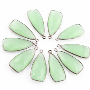 10 Pcs Aqua Chalcedony Faceted Dagger Shape Oxidized Silver Plated Pendant   31mmx13mm  PC168 - Tucson Beads