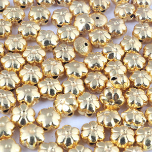 40 Pcs 24k Gold Plated Designer Copper Casting Flower Design Beads- Jewelry Making 9mm  GPC1318 - Tucson Beads