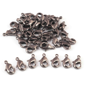 50 Pcs Copper Pendant Clasp Antique Oxidized Silver Plated Lock Pendant Hook -Necklace Pendant Hooks - 10mmx5mm GPC1086 - Tucson Beads