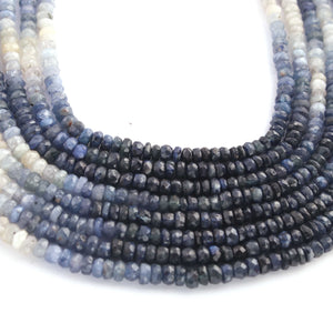 1 Strand Shaded Blue Sapphire Faceted Rondelles - Faceted Beads - Gemstone Beads - 3mm-4mm -15 Inch BR03060 - Tucson Beads