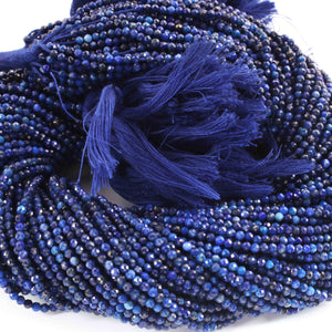 5 Strands Lapis  Gemstone Balls, Semiprecious beads 13 Inches Long- Faceted Gemstone -2mm Jewelry RB519 - Tucson Beads