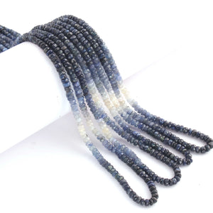 1 Strand Shaded Blue Sapphire Faceted Rondelles - Faceted Beads - Gemstone Beads - 3mm-4mm -15 Inch BR03060 - Tucson Beads