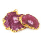 2 Pcs Purple  Druzzy 24k Gold Plated  Agate Slice Pendant - Electroplated Gold Druzy - 39mmx26mm-45mmx38mm DRZ428 - Tucson Beads