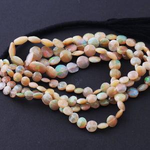 1 Strand Natural Ethiopian Opal Faceted Coin  Briolettes - Welo Opal coin Shape Beads 6mm-11mm 16 Inch BRU081 - Tucson Beads