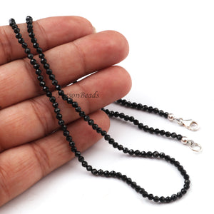 Black Spinel Beaded Necklace, 2-3mm Sparkly Necklace , Necklace ,Tiny Beaded, Necklace 17.5"Long OS018 - Tucson Beads