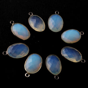 16 Pcs Ice Quartz Oxidized Sterling Silver Gemstone Faceted Oval Shape Single Bail Pendant -18mmx11mm  SS306 - Tucson Beads