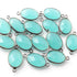 15 Pcs Aqua Chalcedony Oxidized Sterling Silver Gemstone Faceted Oval Shape Connector & Pendant -20mmx10mm-18mmx11mm SS530
