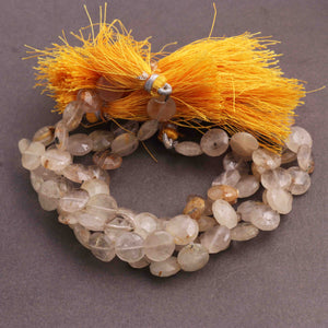 1 Strand Golden Rutile Faceted Coin Brioletts - Golden Rutile Coin  10mm 8 Inches BR2203 - Tucson Beads