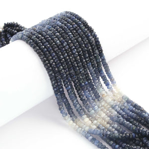 1 Strand Shaded Blue Sapphire Faceted Rondelles - Faceted Beads - Gemstone Beads - 3mm-4mm -15 Inch BR03061 - Tucson Beads