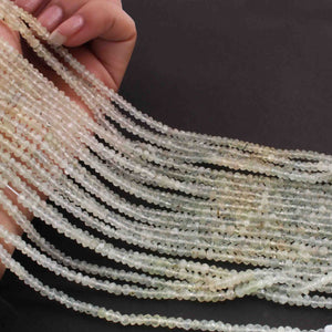 1 Strand Prehnite Faceted Rondelles  -Round Shape  Rondelles  4mm -14 Inches RB517 - Tucson Beads