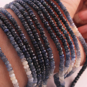 1 Strand Shaded Blue Sapphire Faceted Rondelles - Faceted Beads - Gemstone Beads - 3mm-4mm -15 Inch BR03061 - Tucson Beads