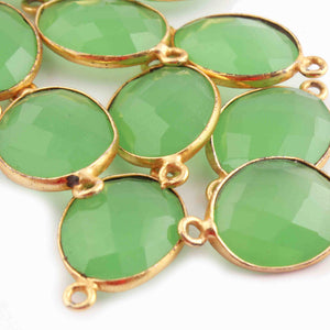 10 Pcs Green Chalcedony Faceted 24K gold Plated Assorted Shape Faceted Connector -23mmx13mm-PC934 - Tucson Beads